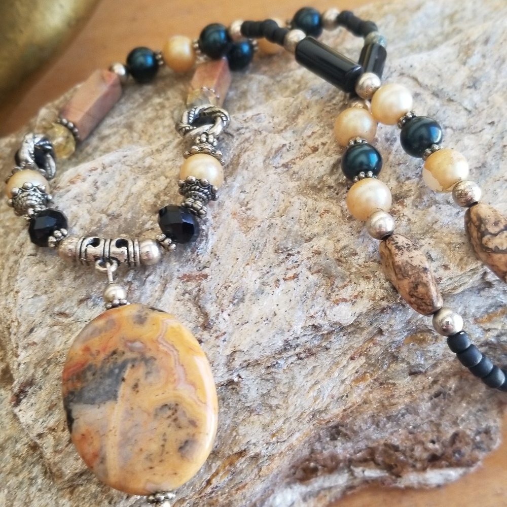 Handmade Natural gemstone and crystal necklace